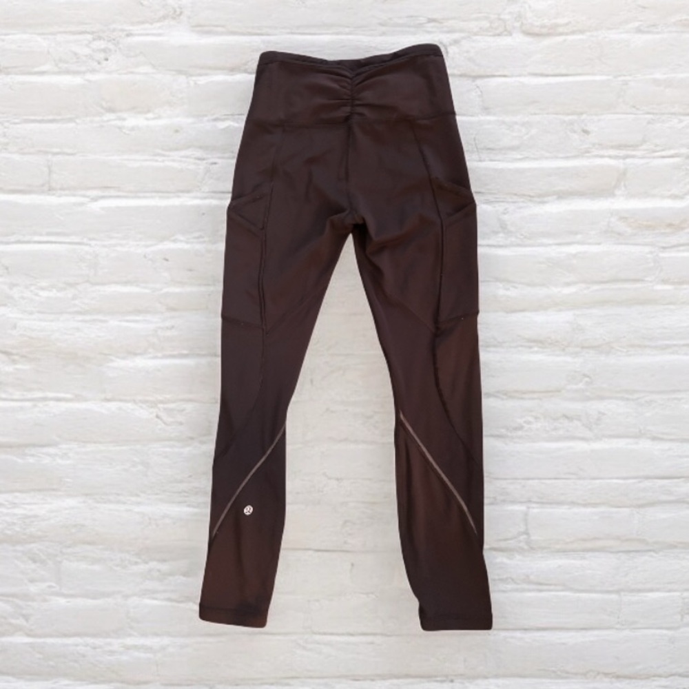 Lululemon Athletica Black mesh panel 7/8 length tights Leggings - Picture 2 of 7